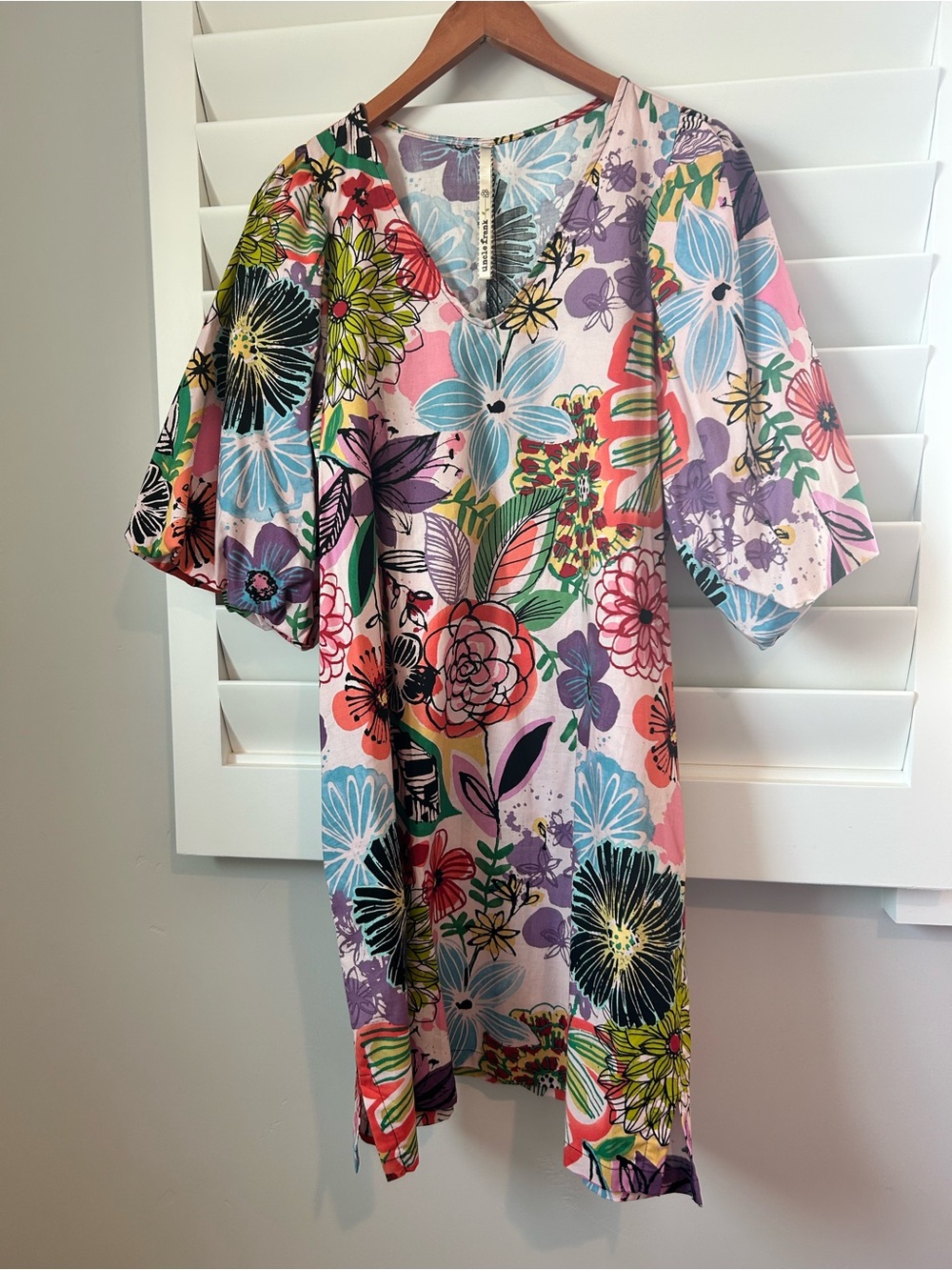 Uncle Frank Floral Puff Sleeve Dress with Pockets Size Medium